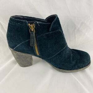 Unstructured by Clarks Black‎ Suede Block Heel Ankle Booties Size 5.5